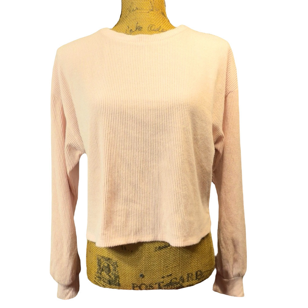 Belle Du Jour pink ribbed cropped sweater Women’s size XL | vv10